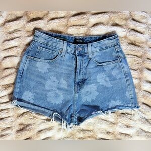 wild fable - Blue Floral Bleach High-Rise Denim Shorts